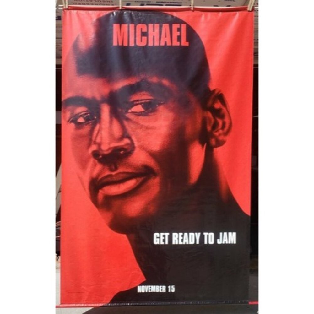 VINTAGE 1996 Space Jam VINYL Movie Poster Michael Jordan Banner 72x47 NO RESERVE - Picture 2 of 10